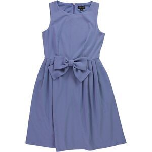 Tahari Womens Bow-Front Fit & Flare Dress, Blue, 6, DM